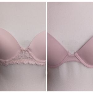 2 for $10 34A lightly lined pink underwire bras. One NWT, one like new